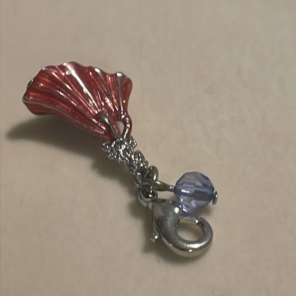 1.5” silver tone pink enamel princess charm pendant with jump hoop - Picture 5 of 11